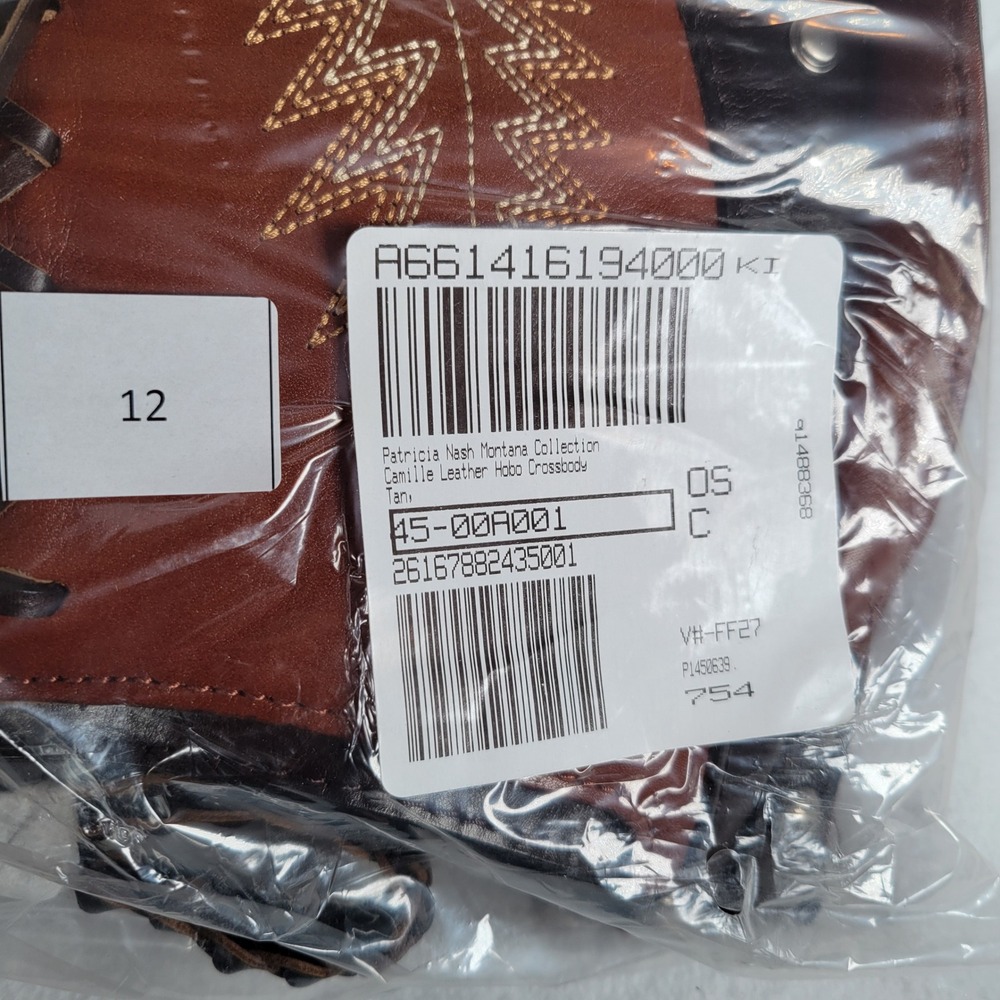Patricia Nash Women Camille Hobo Montana Leather Western Studs Size Medium Brown - Picture 2 of 10